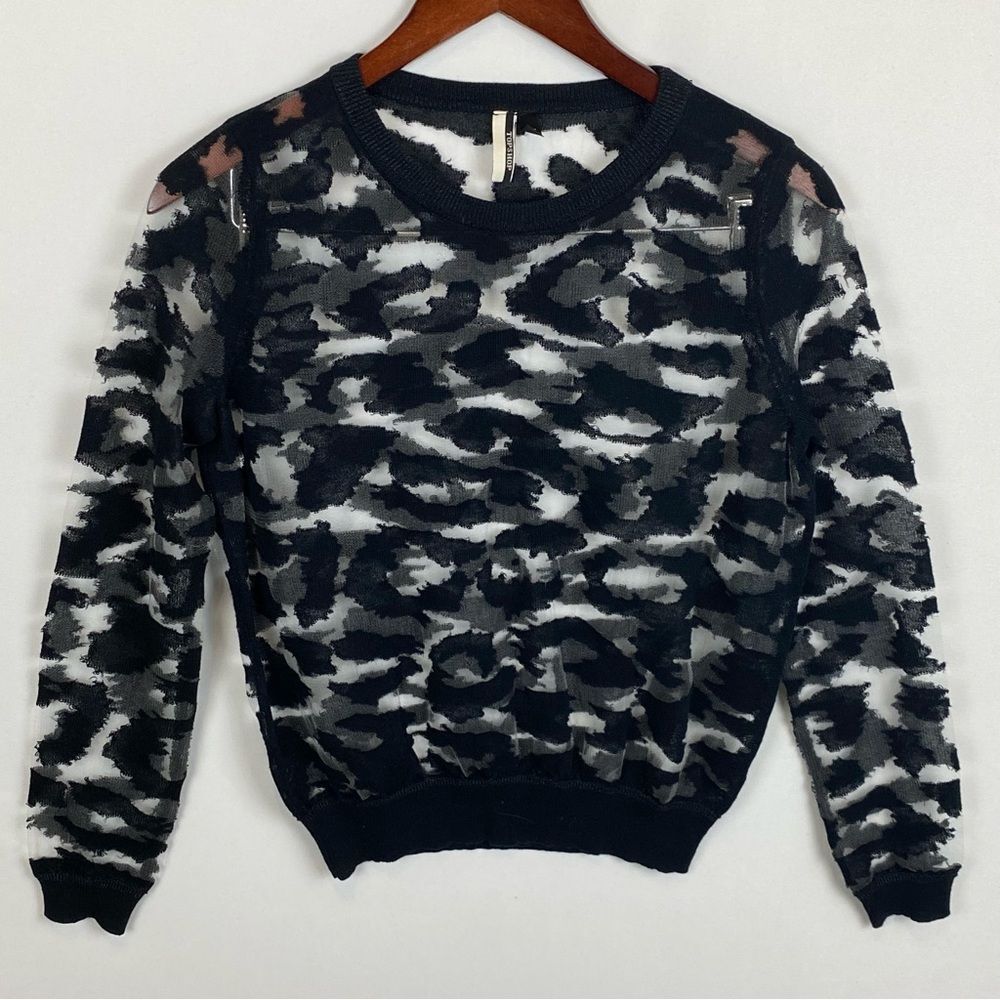 Topshop Mesh Leopard Unsized Blouse